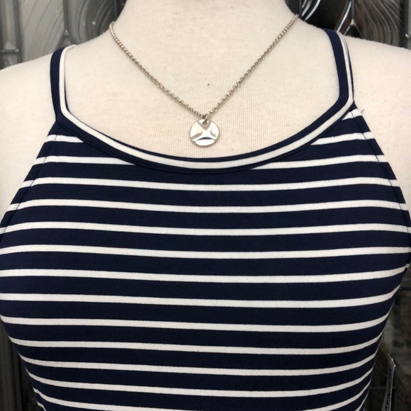 NWT- Old Navy High-Neck Ruffle-Hem Striped Maxi Dress - Picture 3 of 8